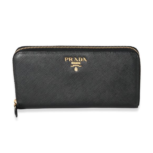 Prada Black Saffiano Long Zip Around Wallet - Picture 1 of 5